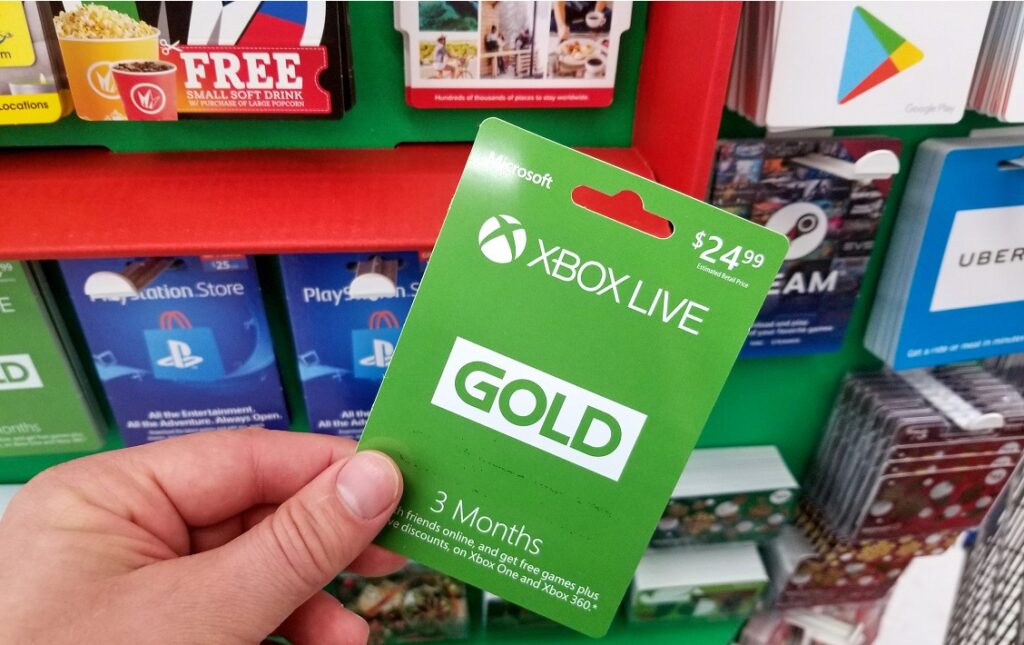 Xbox gift card in a hand