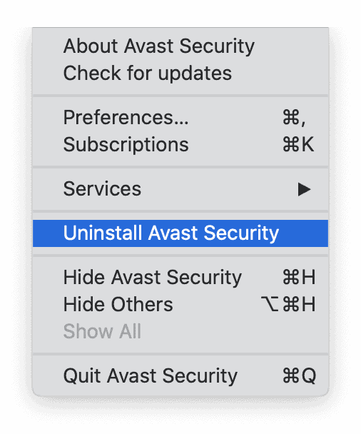 Uninstall Avast