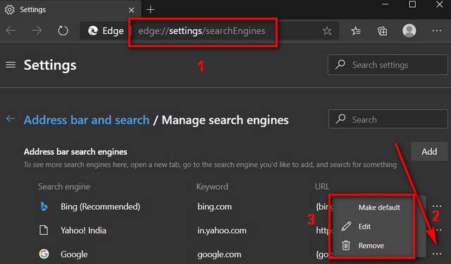 Default Search Engine in Microsoft Edge