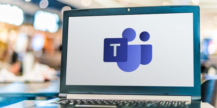 POZNAN, POL - APR 28, 2020: Laptop computer displaying logo of Microsoft Teams, a unified communication and collaboration platform