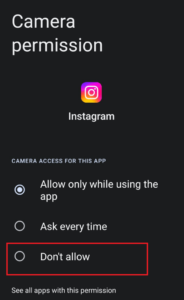 Instagram Camera Not Working On Android